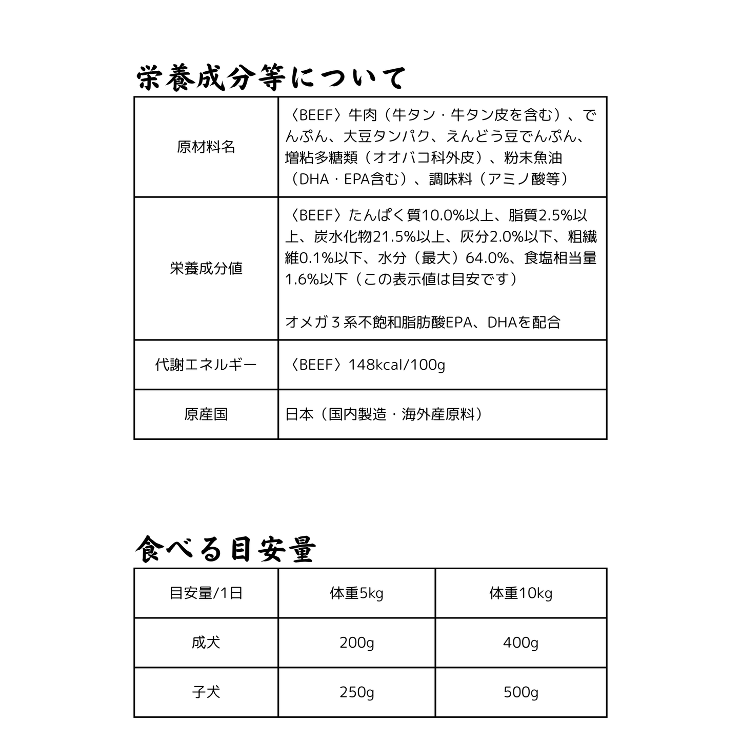 DOG ROLL FOOD<BEEF>　愛犬用ロールフード（冷蔵）