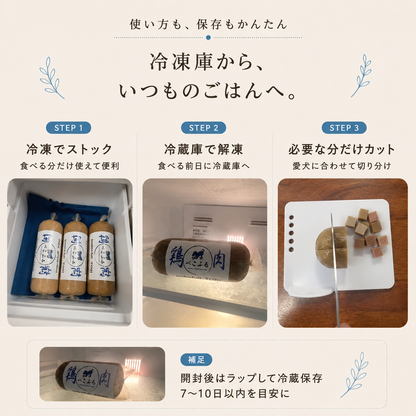 pekofull_TORI　愛犬用フレッシュロールフード（冷凍）